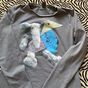 Zara Kids Elephant Graphic Cotton Tee Long Sleeve 9 10 140cm EUC